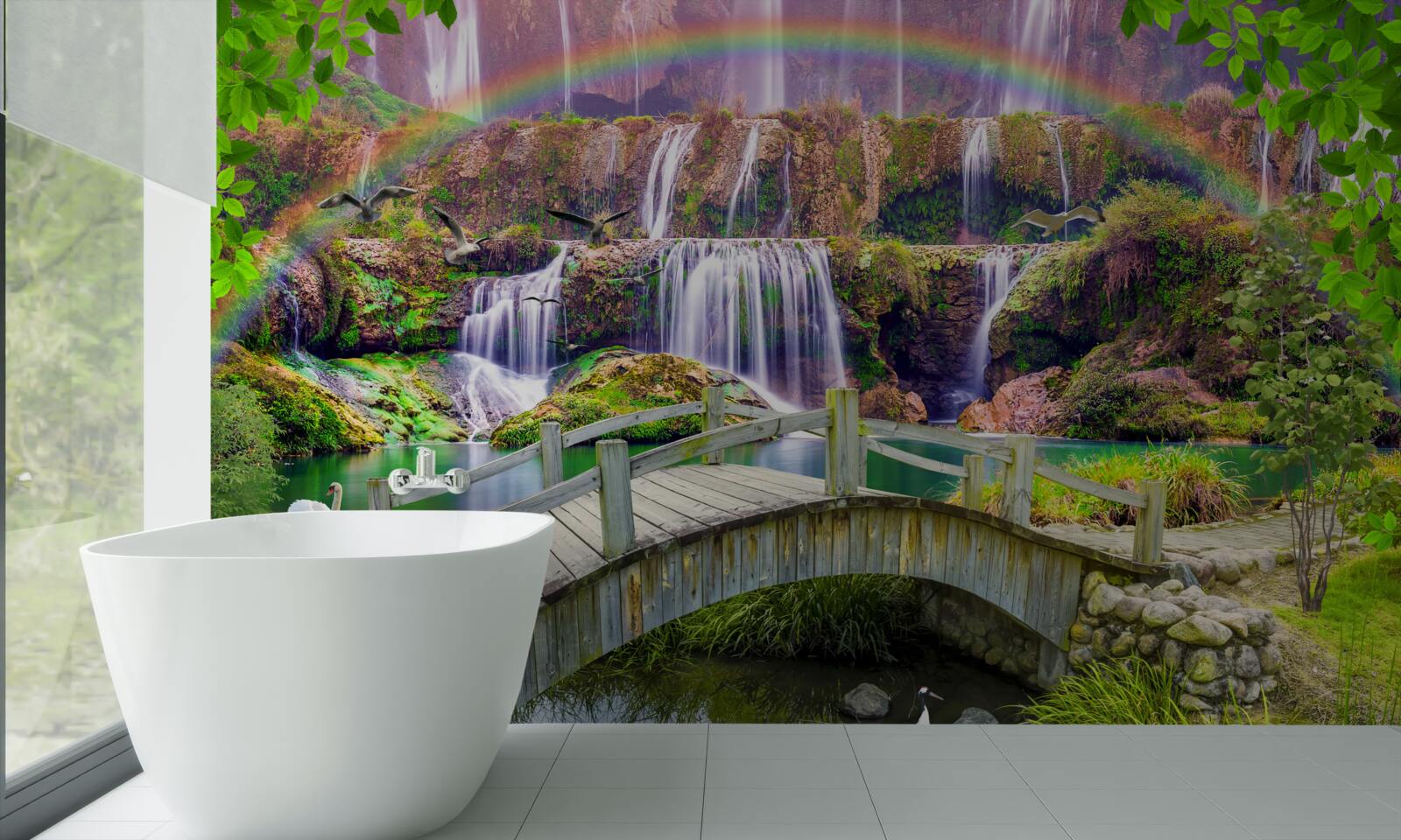 Papier peint composition du jardin d'été dans le paysage