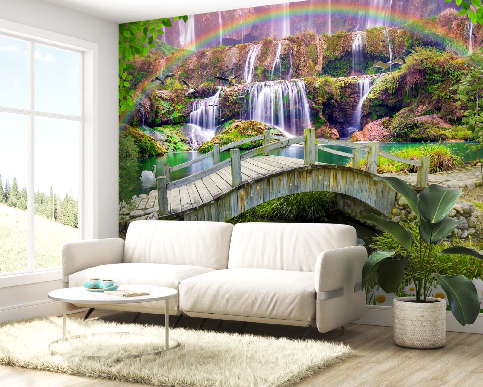 Papier peint composition du jardin d'été dans le paysage