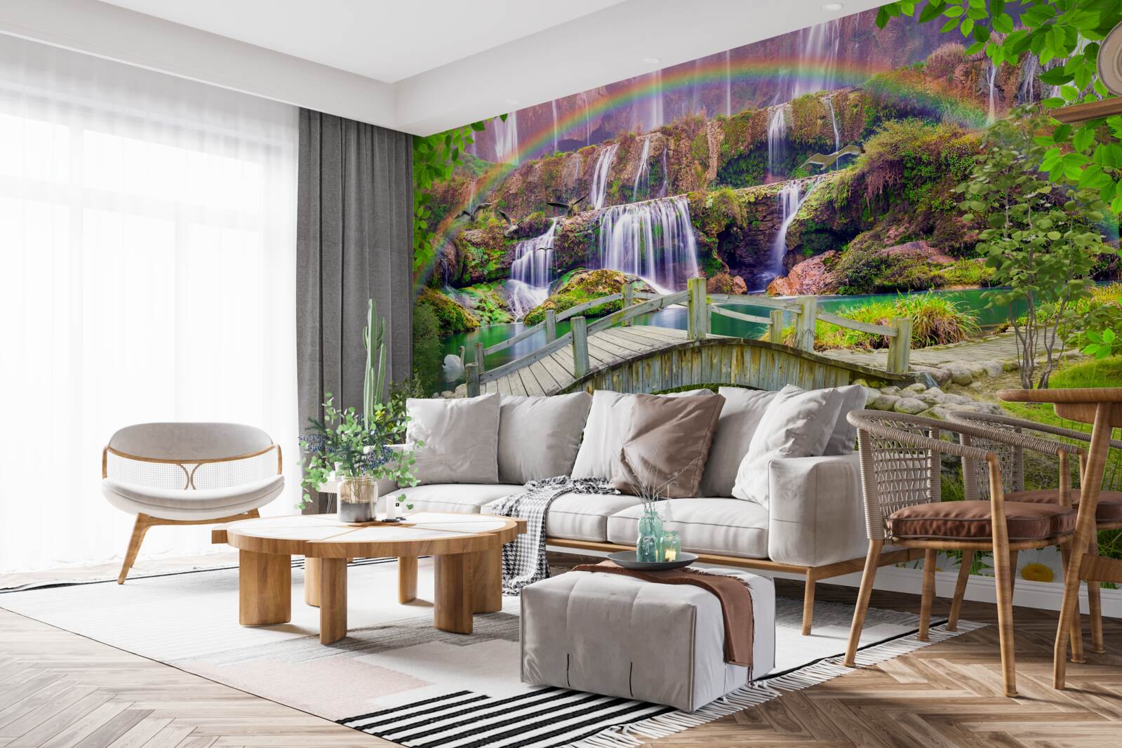 Papier peint composition du jardin d'été dans le paysage