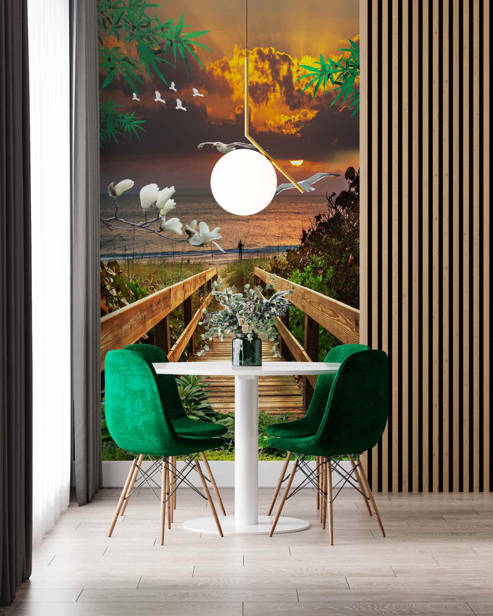 Papier peint trajectoire vers la côte dans la soirée