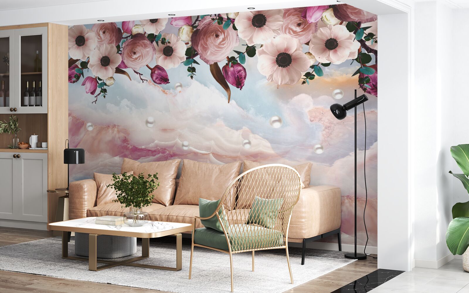 Papier peint les bourgeons gonflés sont suspendus au-dessus du ciel