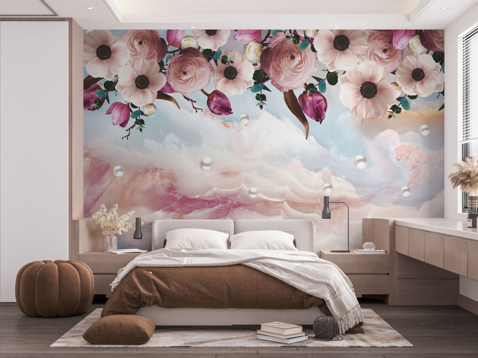 Papier peint les bourgeons gonflés sont suspendus au-dessus du ciel