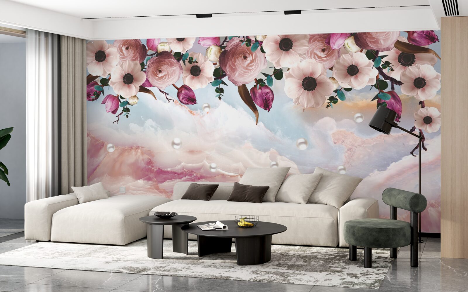 Papier peint les bourgeons gonflés sont suspendus au-dessus du ciel