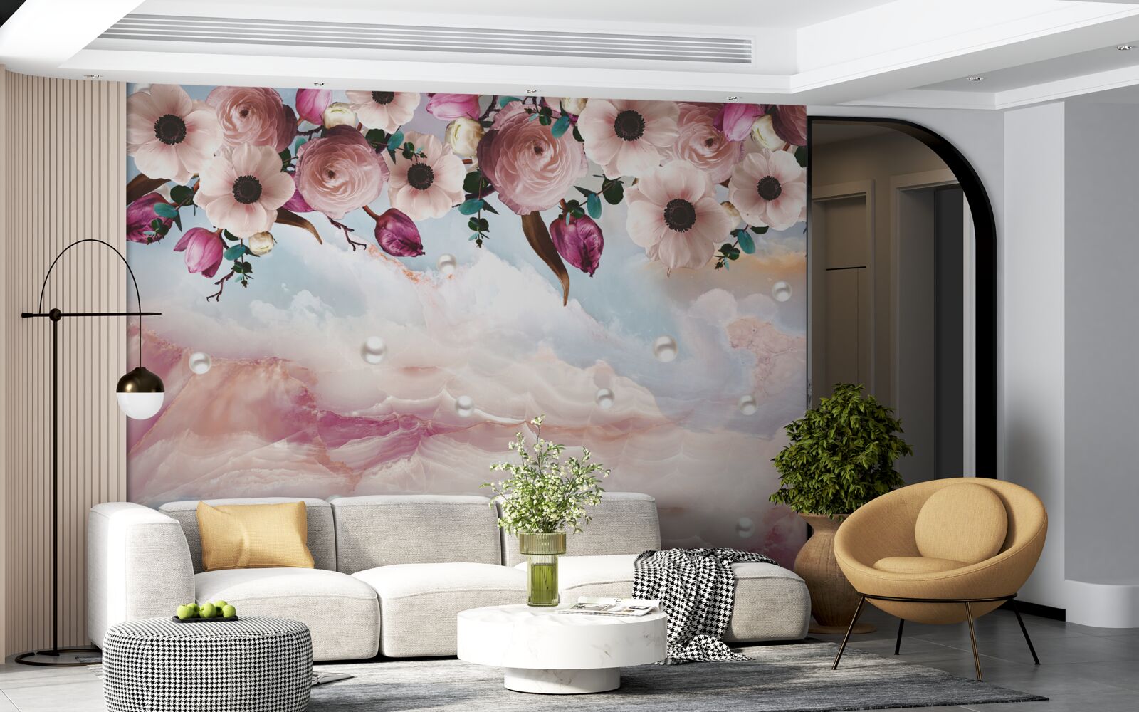 Papier peint les bourgeons gonflés sont suspendus au-dessus du ciel