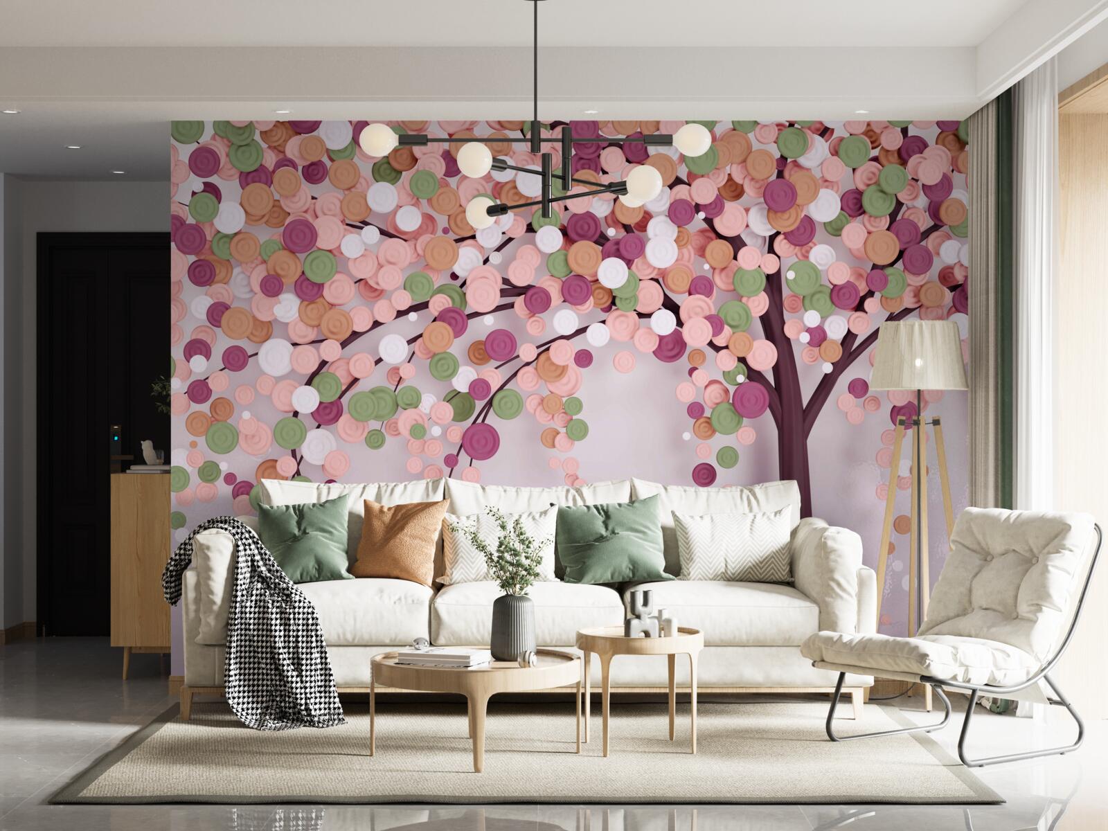 Papier peint arbre d'automne abstrait