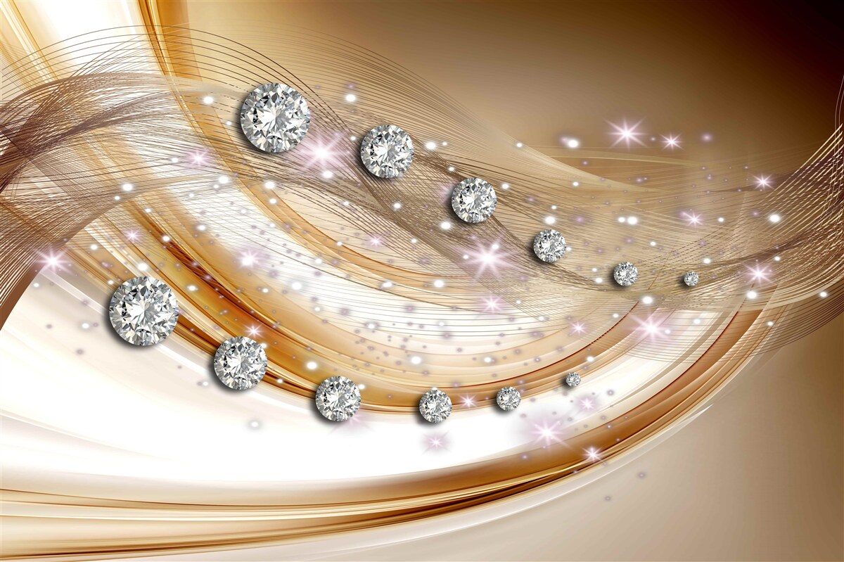 Papier peint soie d'or avec diamants