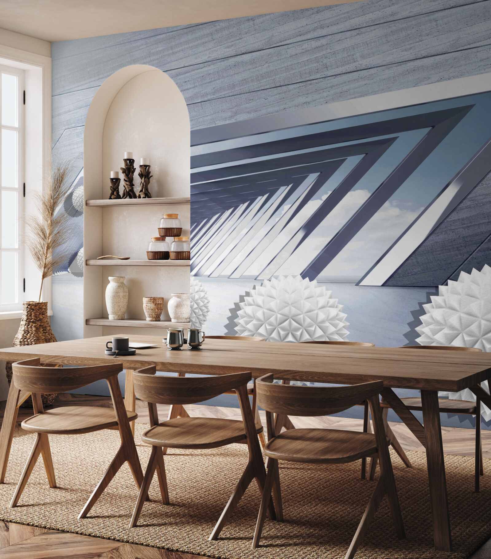 Papier peint des balles à pointes volantes dans le passage