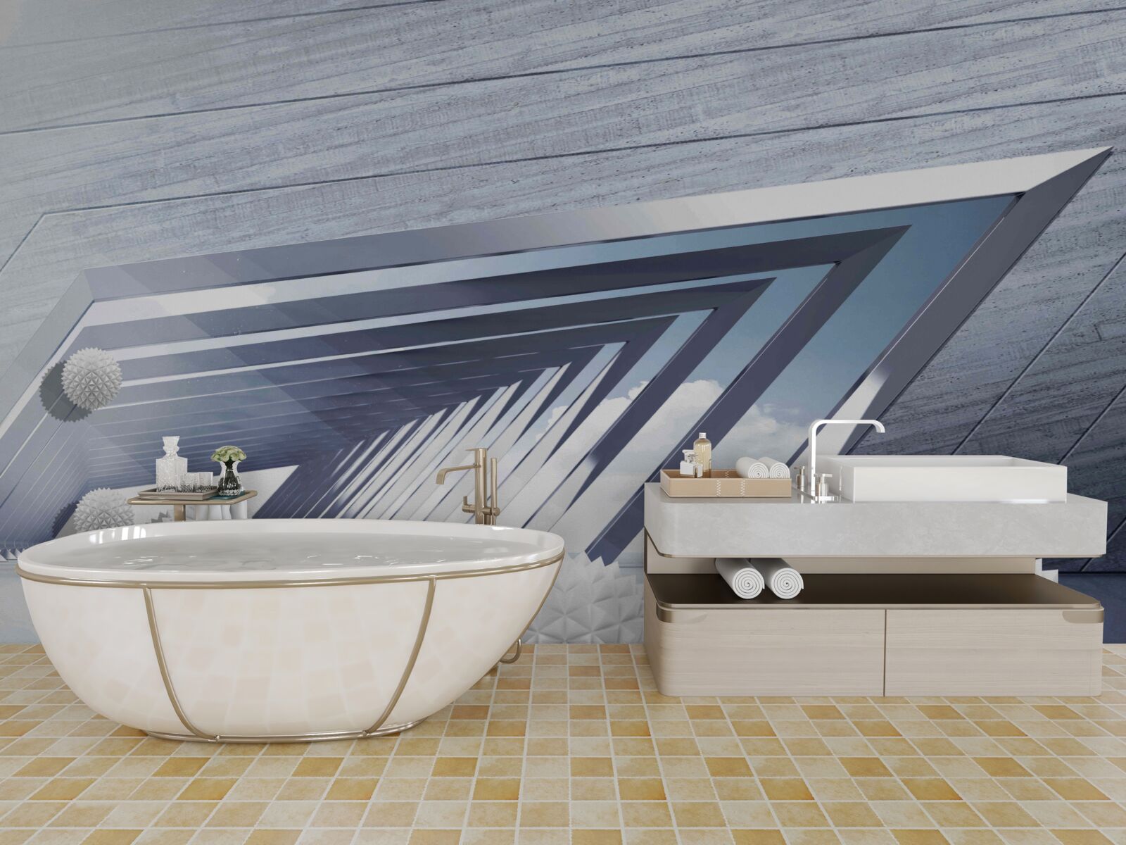 Papier peint des balles à pointes volantes dans le passage