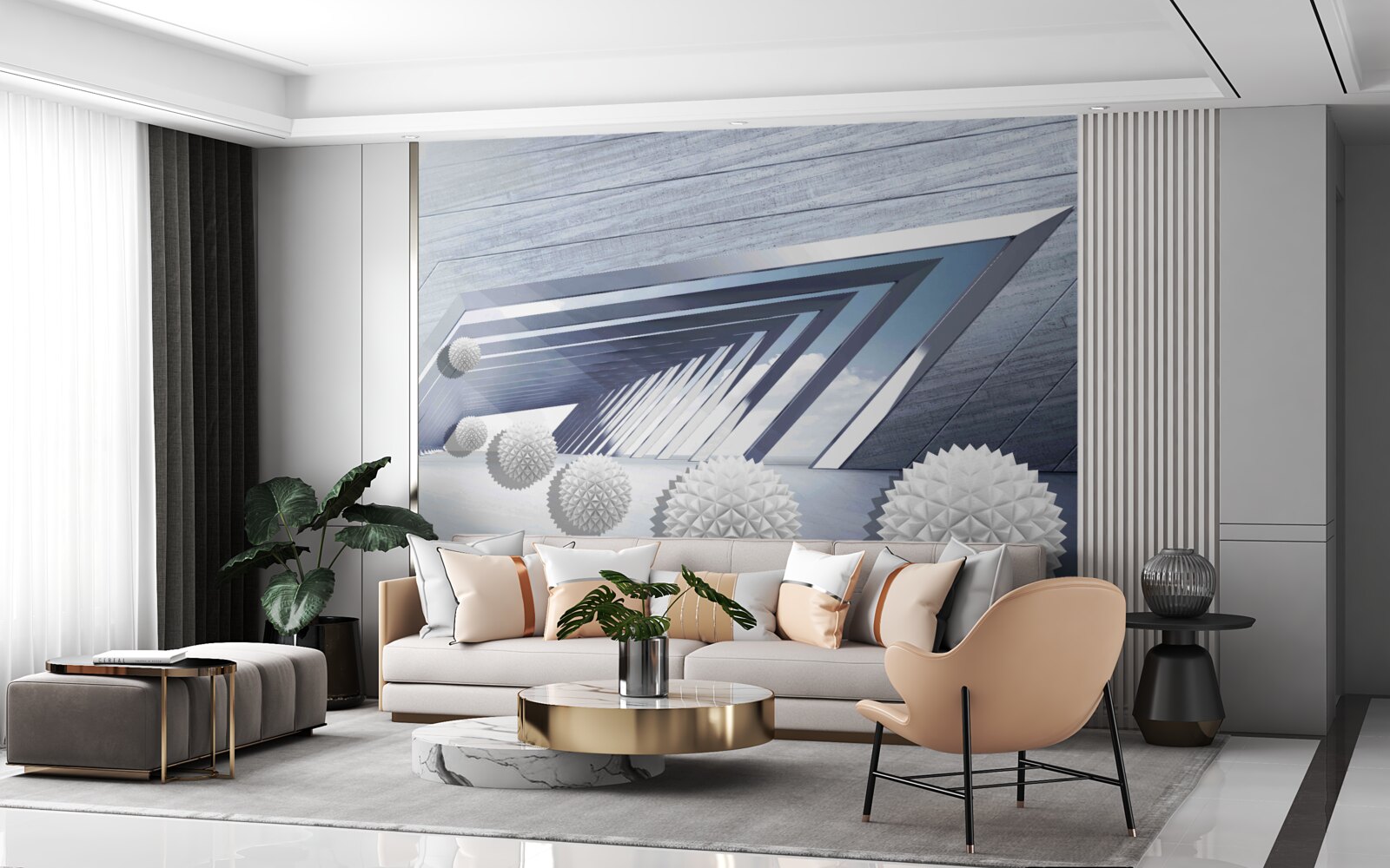 Papier peint des balles à pointes volantes dans le passage