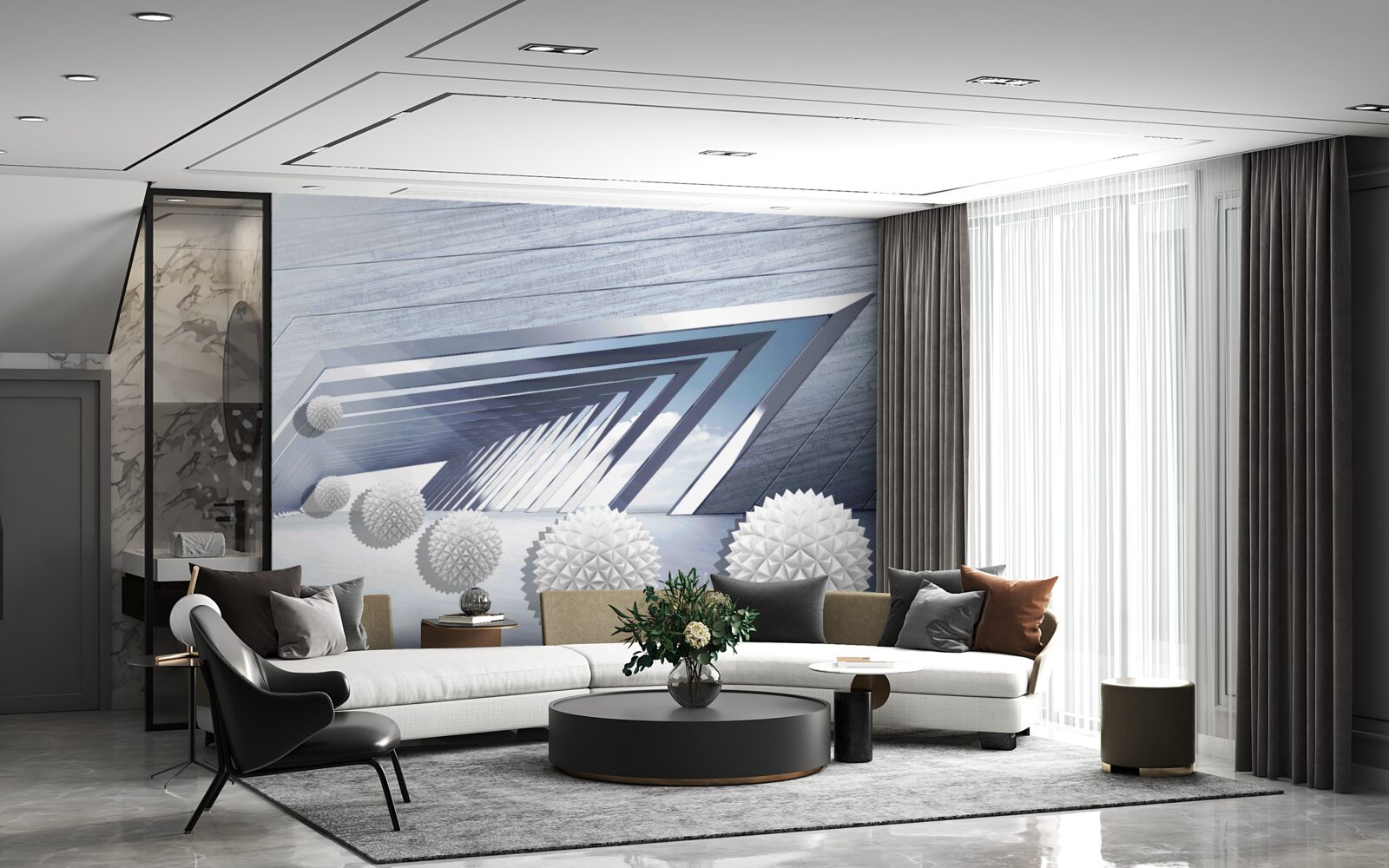 Papier peint des balles à pointes volantes dans le passage