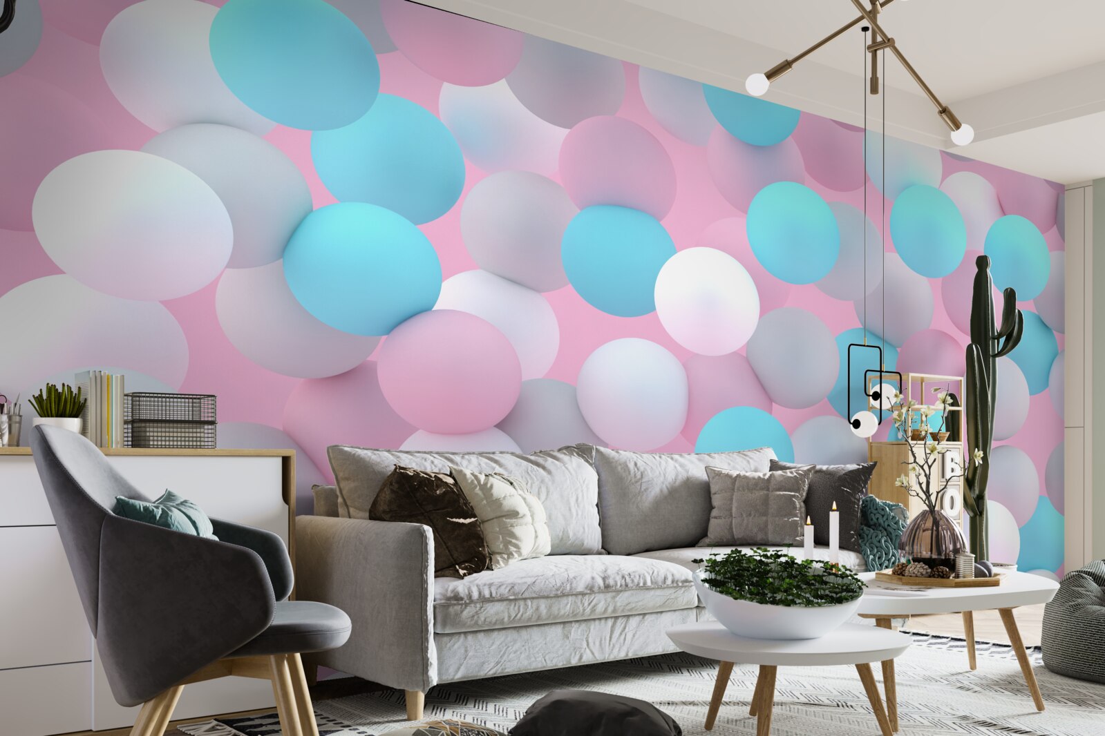 Papier peint des boules de toutes les couleurs flottent dans la piscine