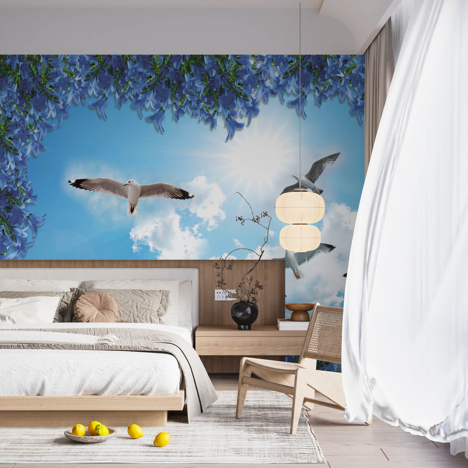 Papier peint les mouettes s'envolent dans le ciel bleu