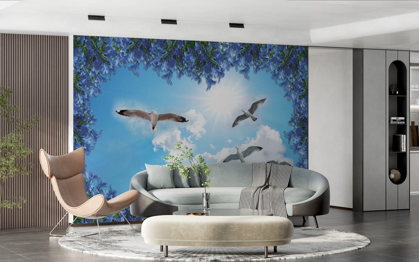 Papier peint les mouettes s'envolent dans le ciel bleu