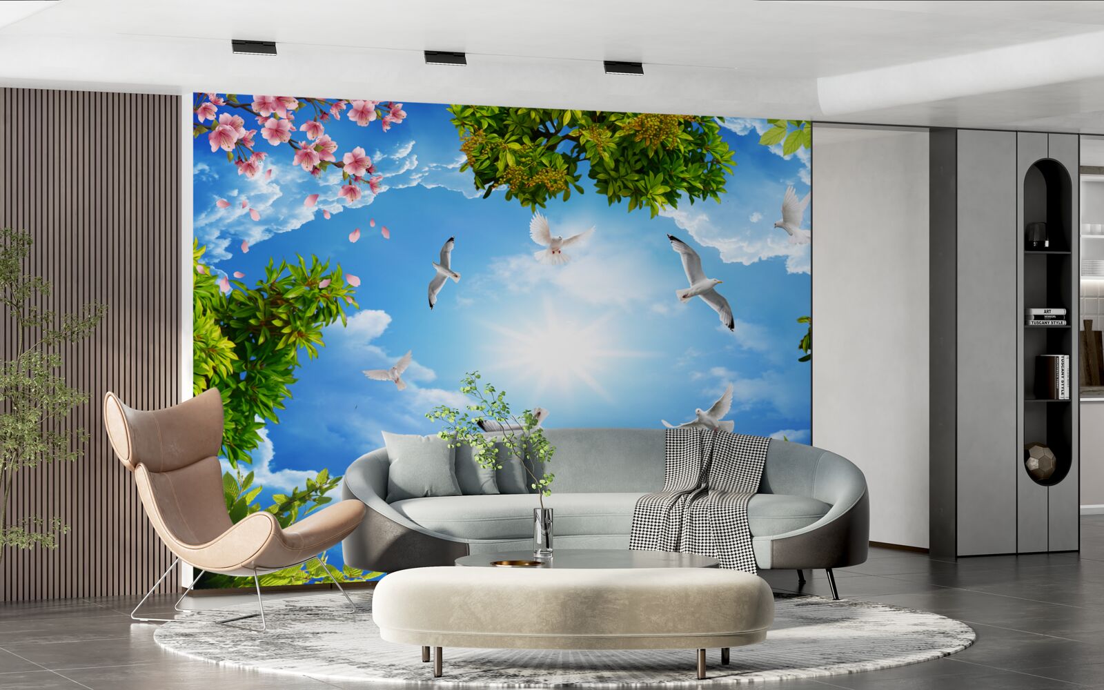 Papier peint les oiseaux de la forêt profitent d'une journée ensoleillée