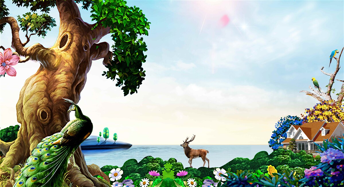 Papier peint les paysages d'émeraude et leurs habitants sur les rives des plans d'eau