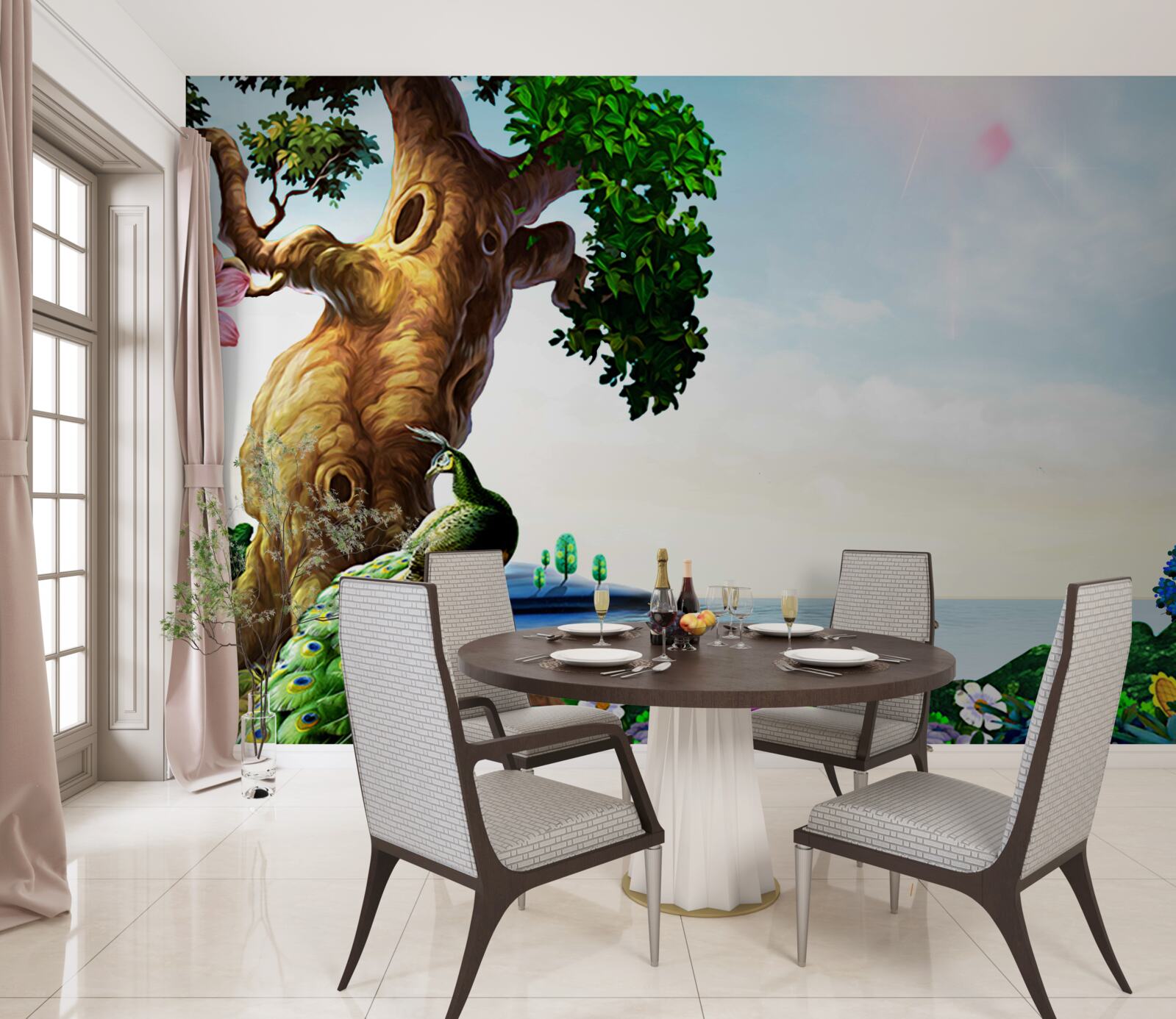 Papier peint les paysages d'émeraude et leurs habitants sur les rives des plans d'eau