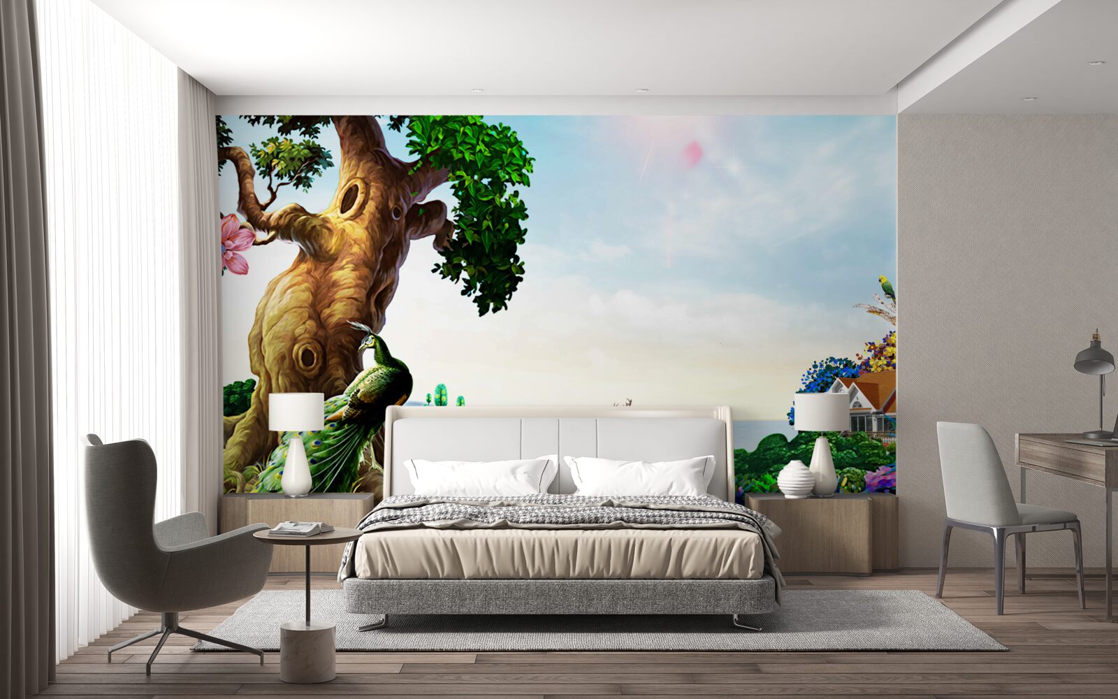 Papier peint les paysages d'émeraude et leurs habitants sur les rives des plans d'eau