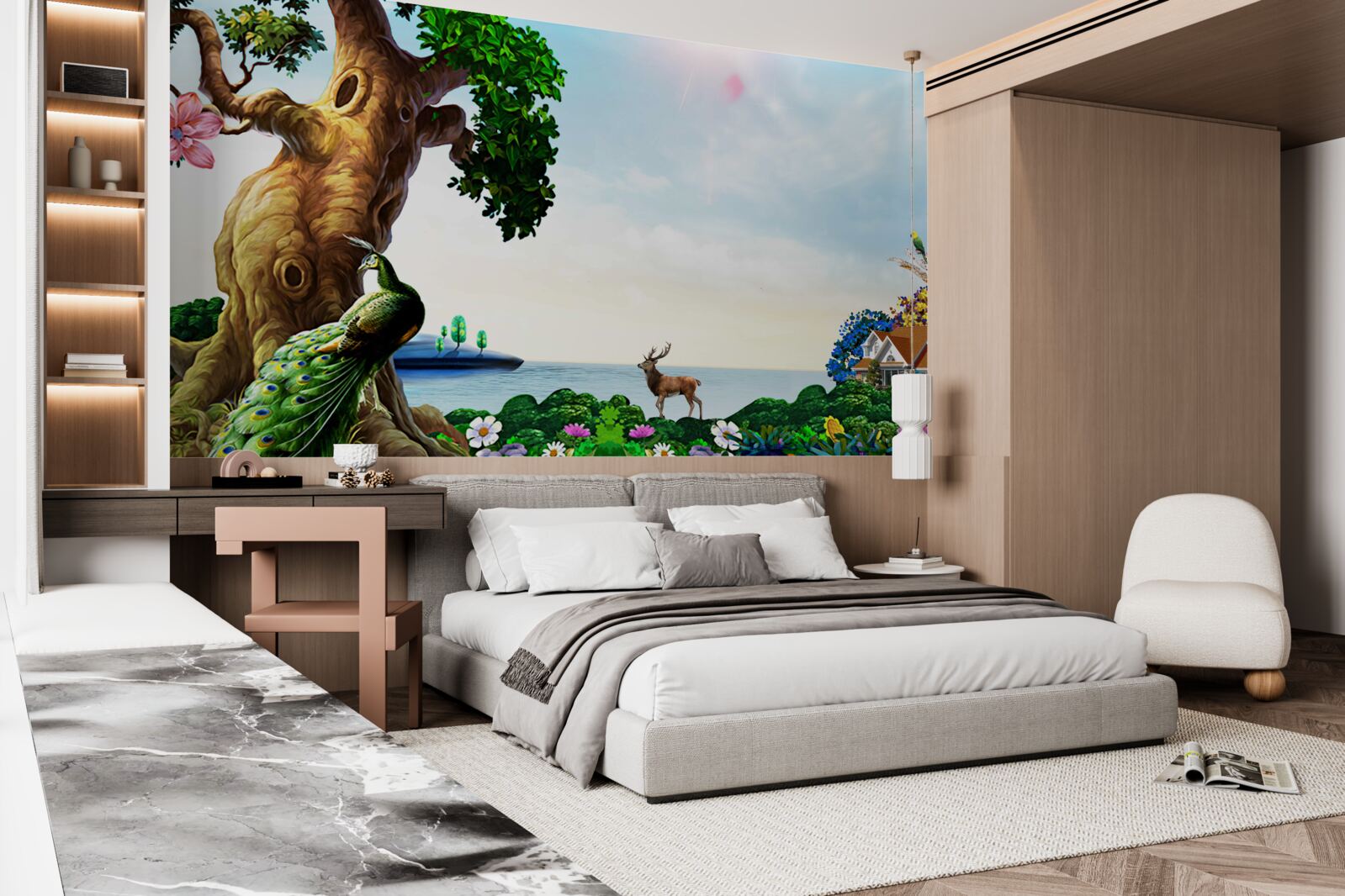 Papier peint les paysages d'émeraude et leurs habitants sur les rives des plans d'eau