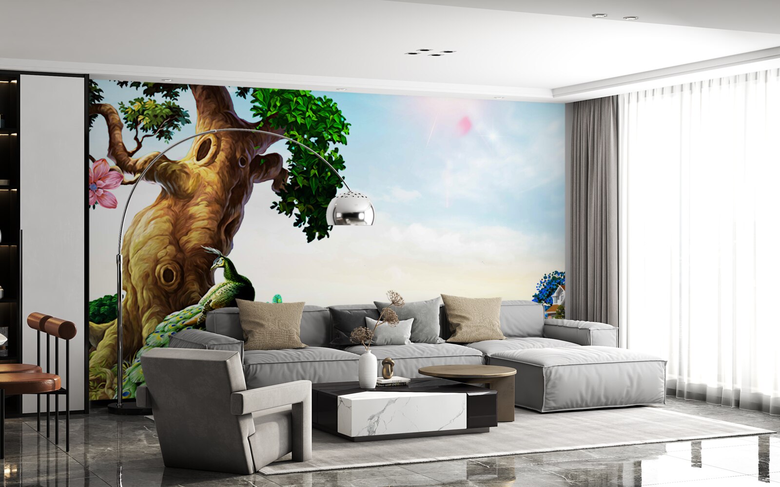 Papier peint les paysages d'émeraude et leurs habitants sur les rives des plans d'eau