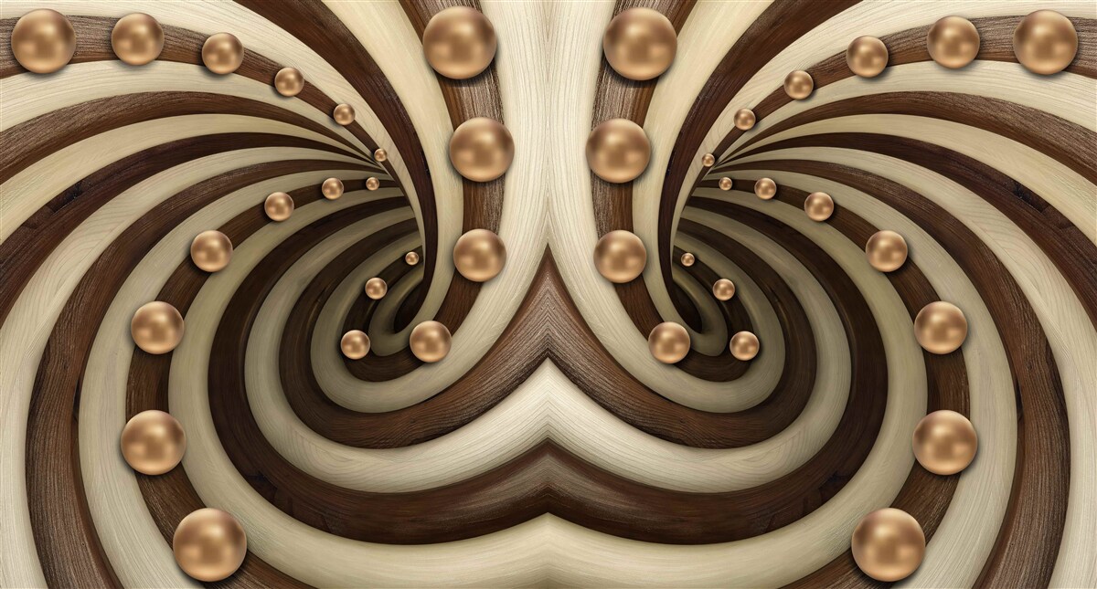 Papier peint des boules dorées tombent le long de la ligne