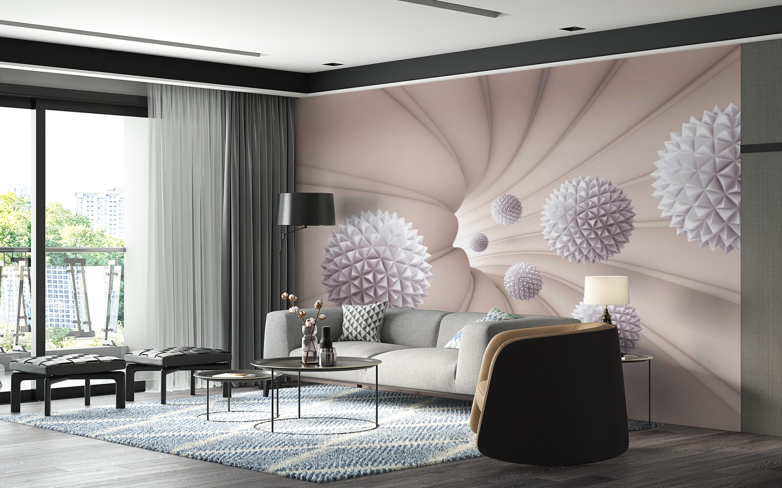 Papier peint les objets ronds entrent rapidement dans le tunnel