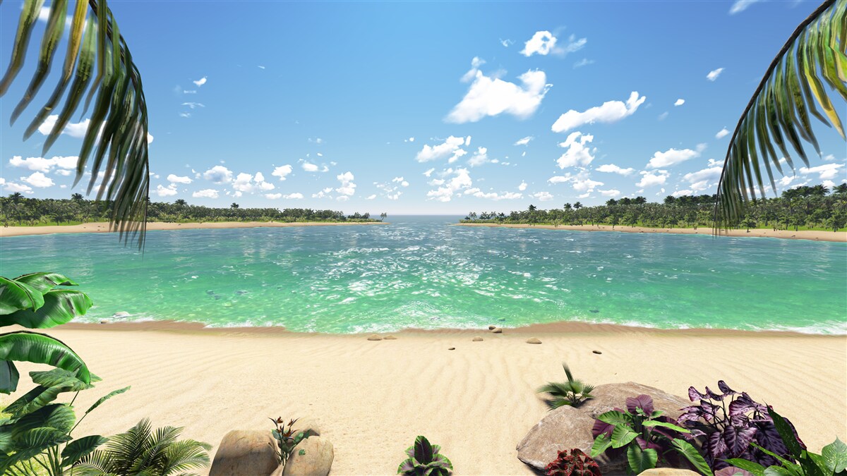 Papier peint plage de sable doré au large de la côte turquoise
