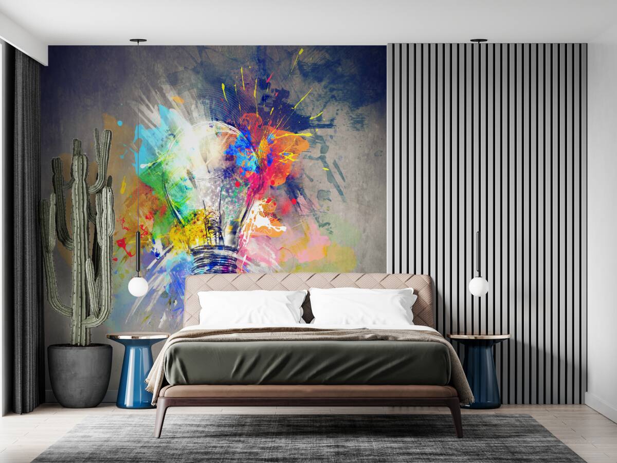 Papier peint ampoule de couleur vive