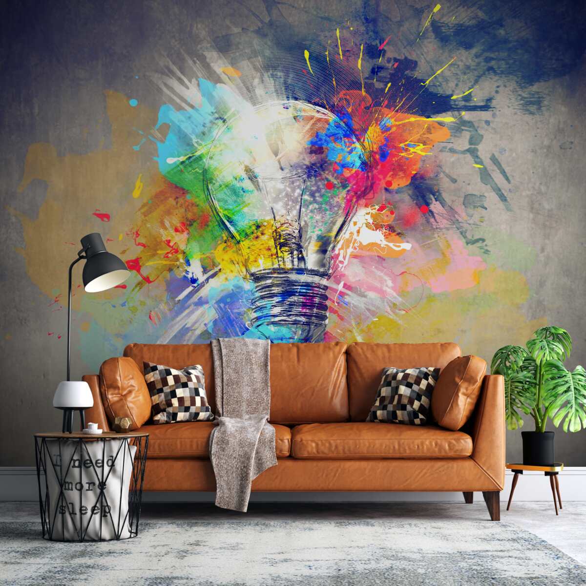 Papier peint ampoule de couleur vive