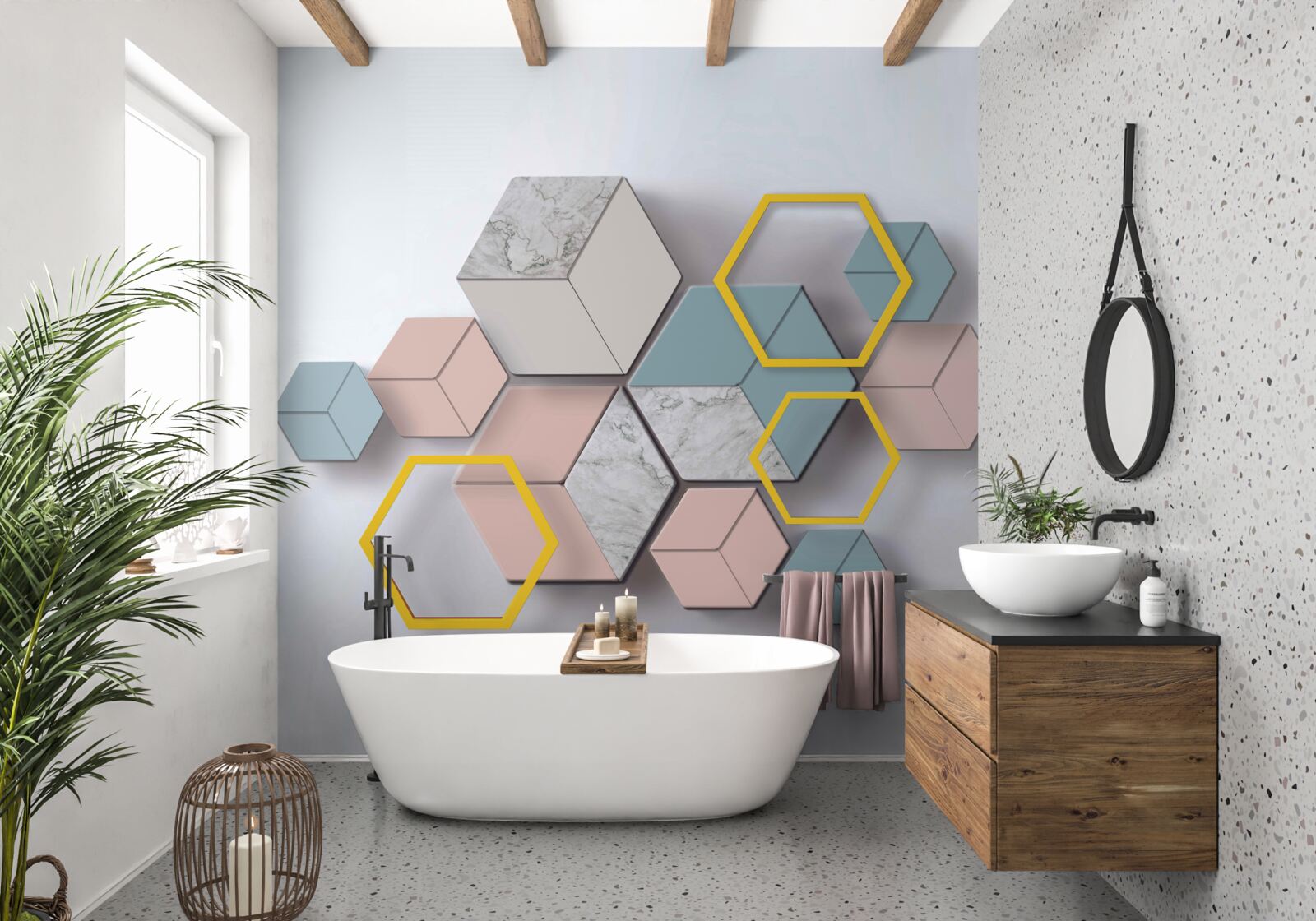 Papier peint composition de rectangles multicolores