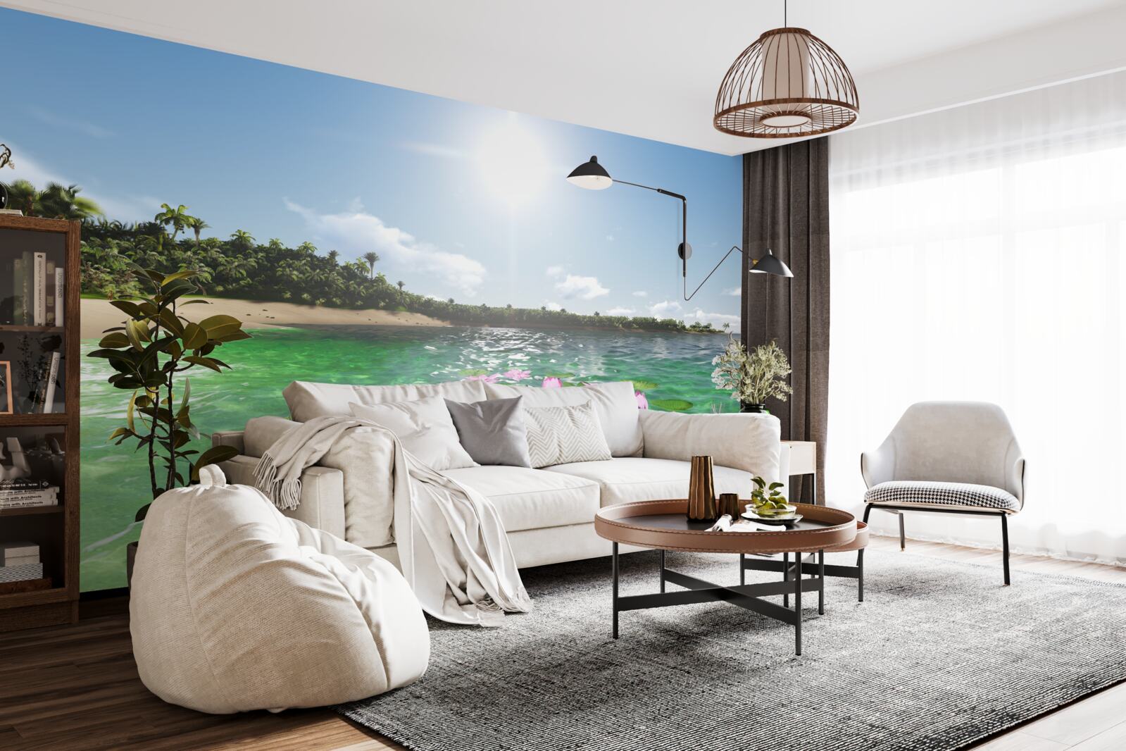 Papier peint lotus roses à la surface de l'eau