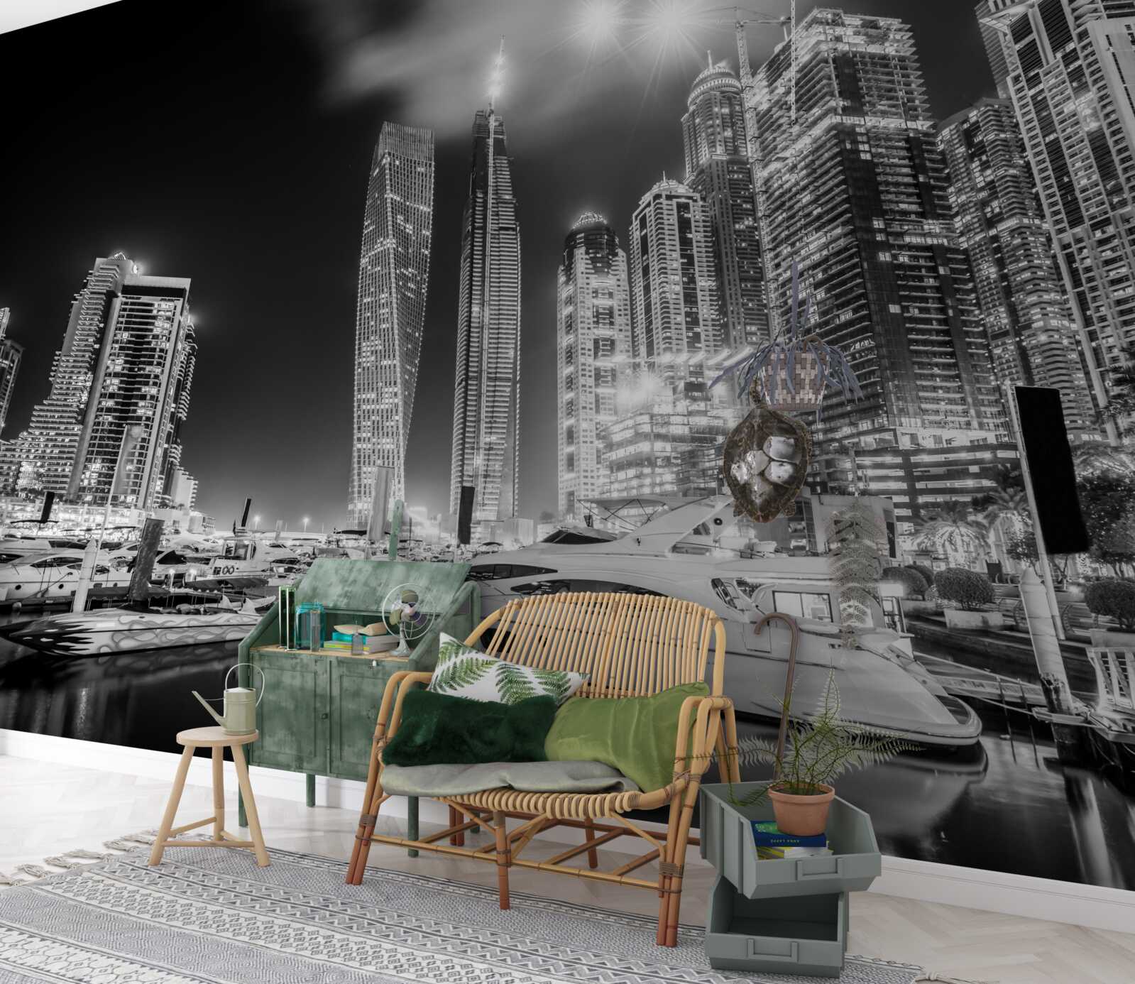 Papier peint la ville en noir et blanc