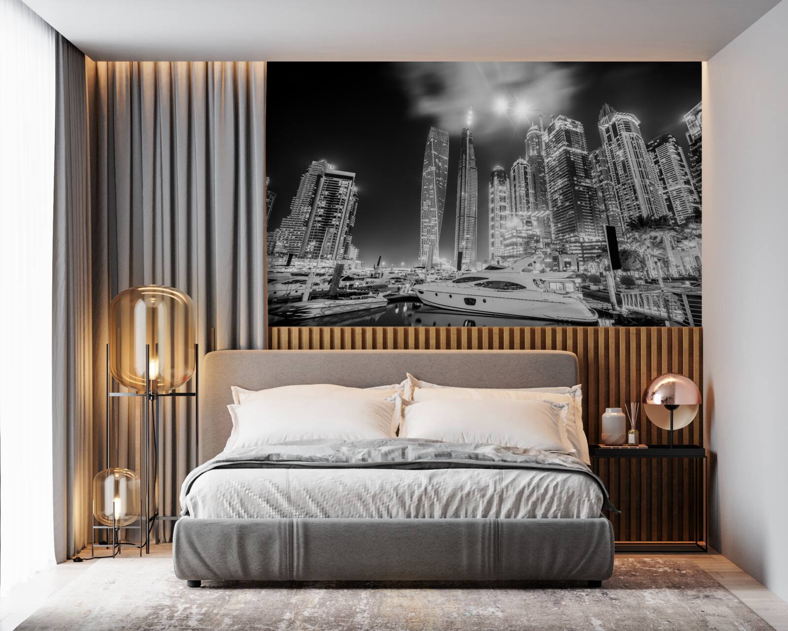 Papier peint la ville en noir et blanc