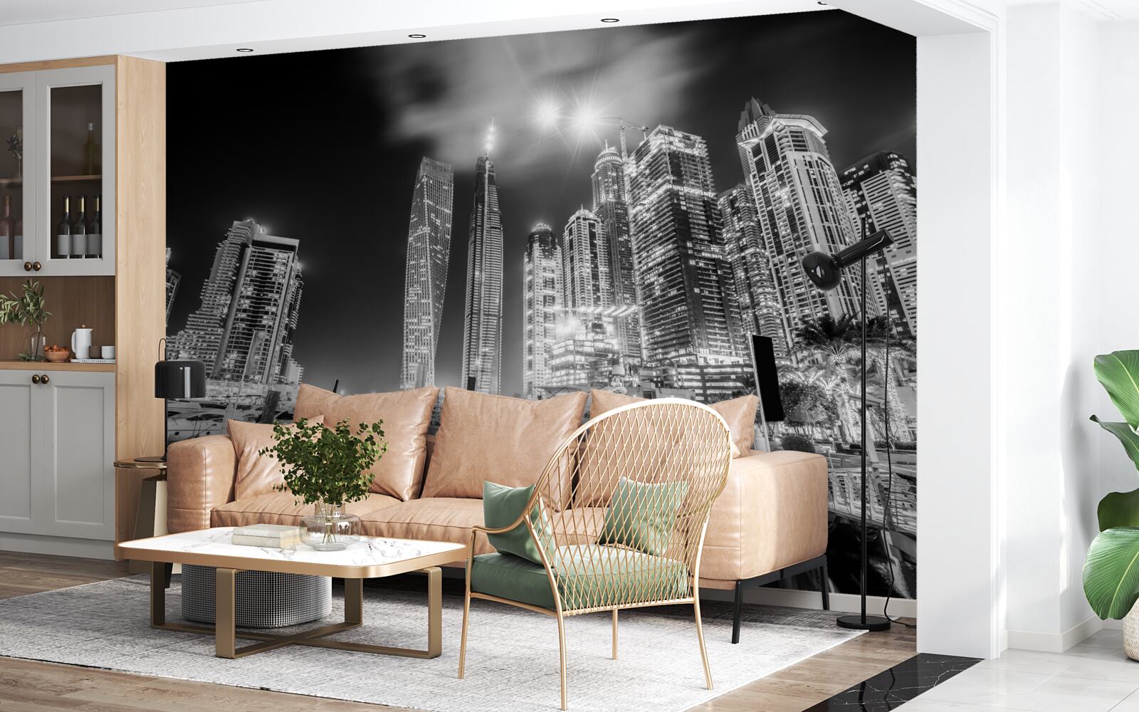 Papier peint la ville en noir et blanc