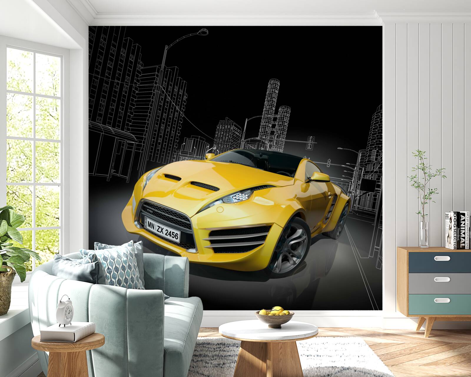 Papier peint Voiture de sport jaune