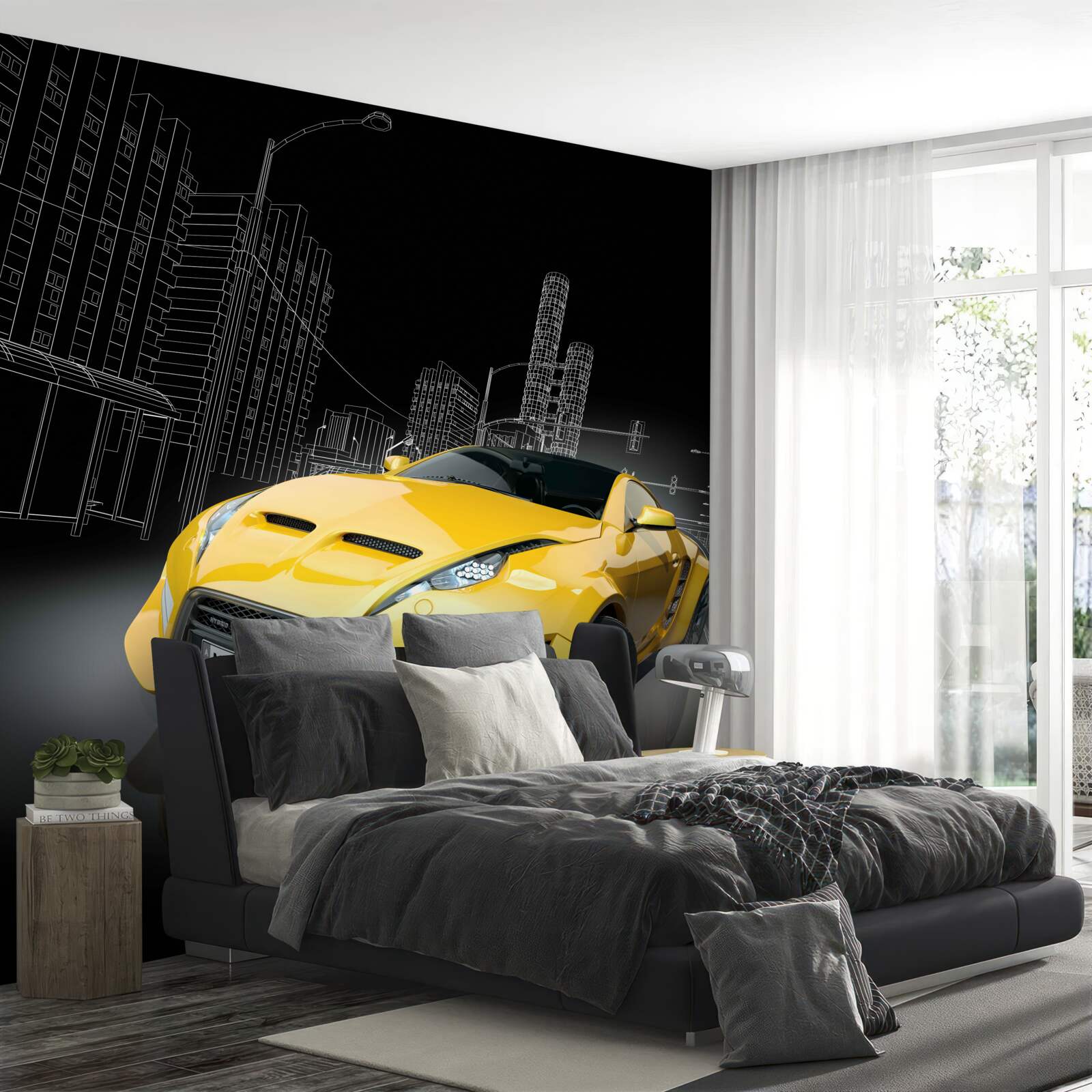 Papier peint Voiture de sport jaune