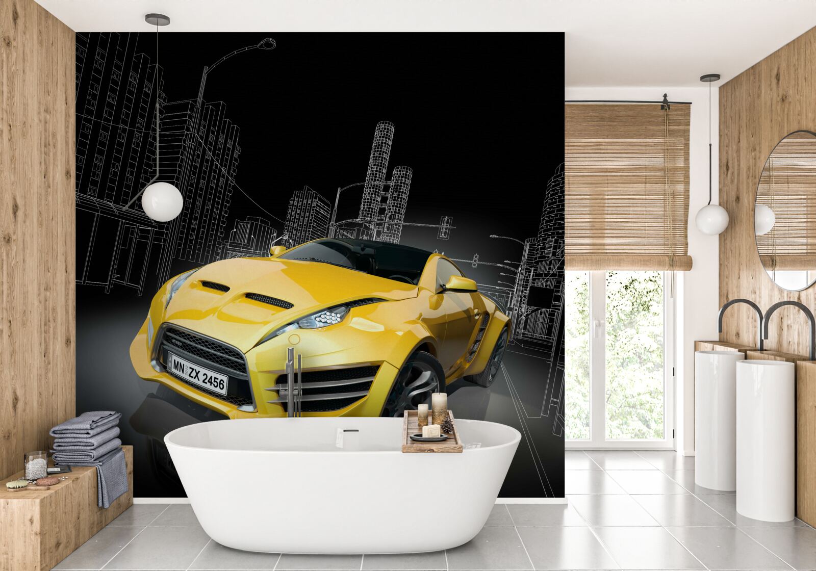 Papier peint Voiture de sport jaune