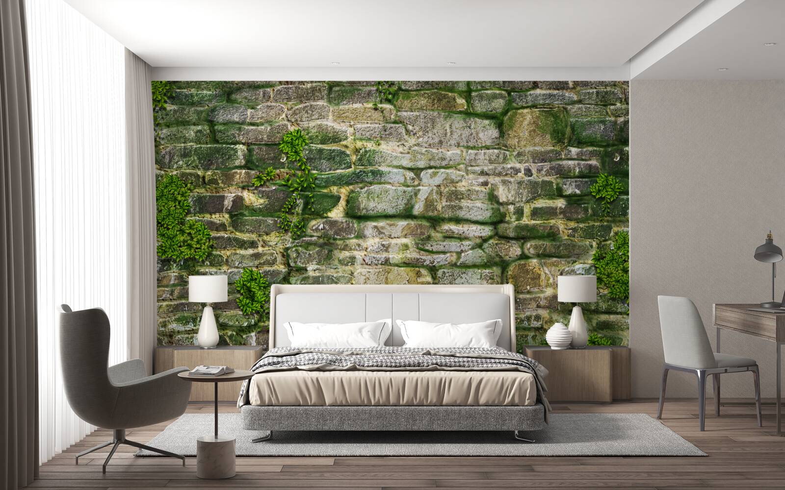 Papier peint vieille pierre couverte de mousse