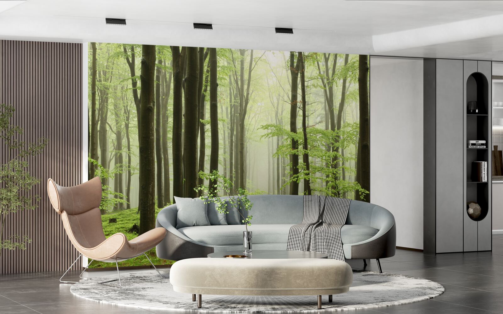 Papier peint arbres dans une forêt dense