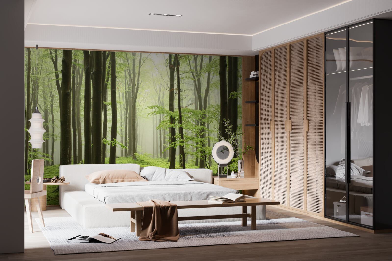 Papier peint arbres dans une forêt dense