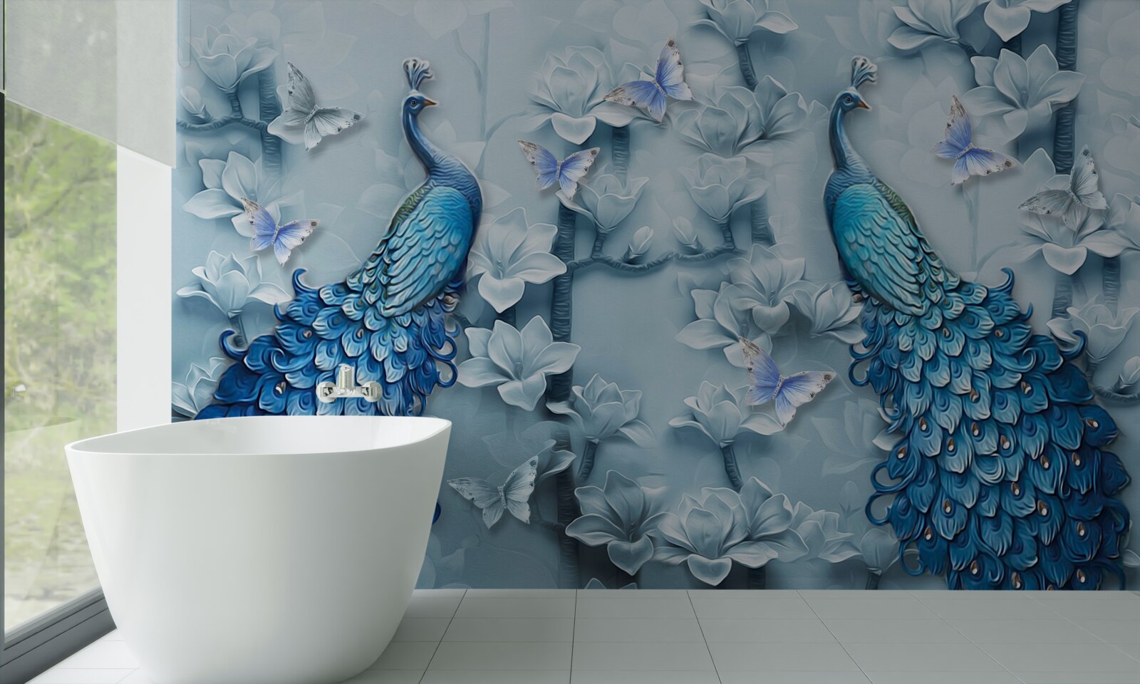 Papier peint un couple de beaux paons