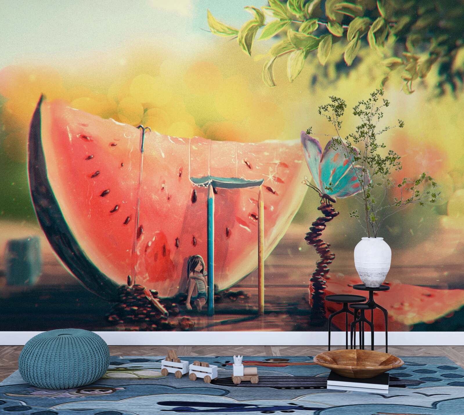 Papier peint un gros morceau de pastèque sucrée