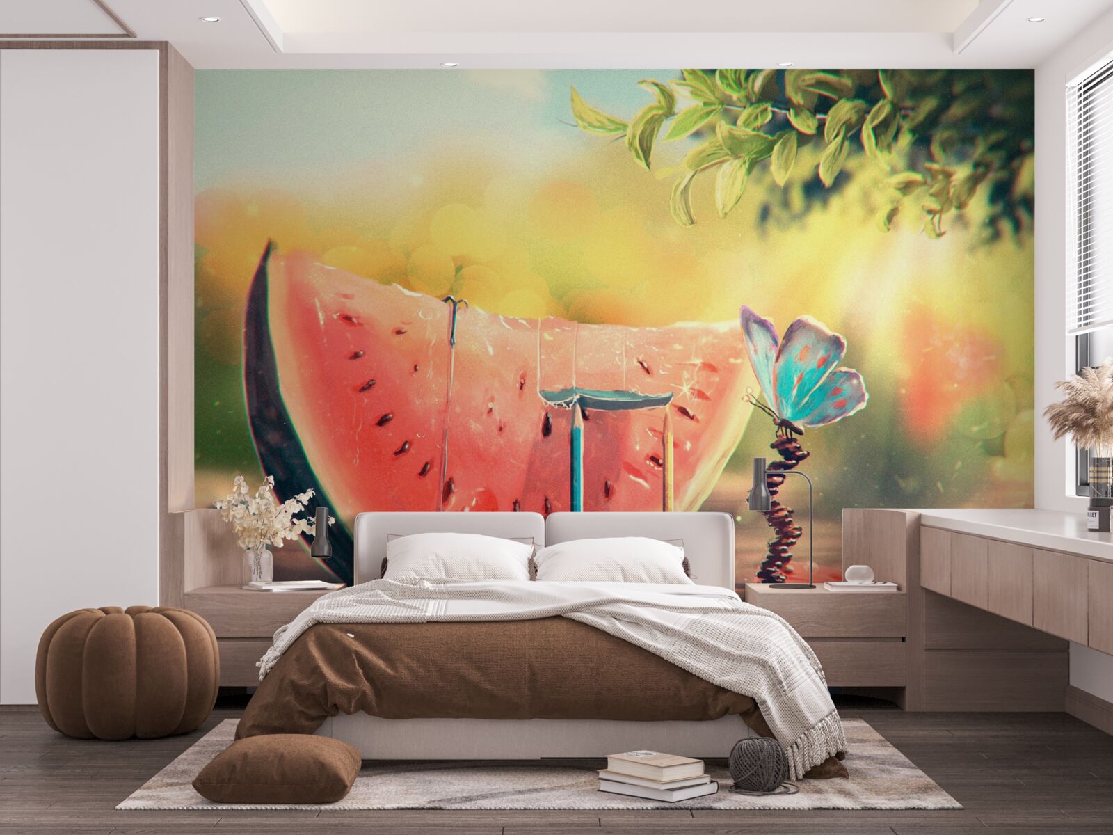 Papier peint un gros morceau de pastèque sucrée