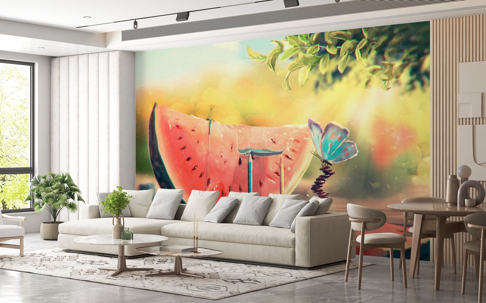 Papier peint un gros morceau de pastèque sucrée