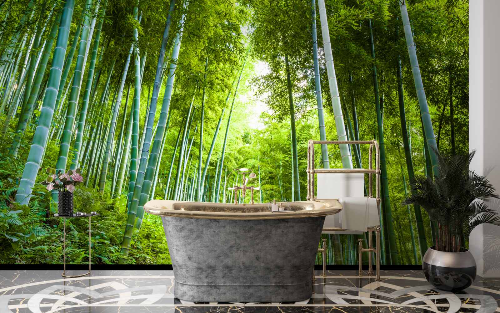 Papier peint belle forêt luxuriante d'émeraude