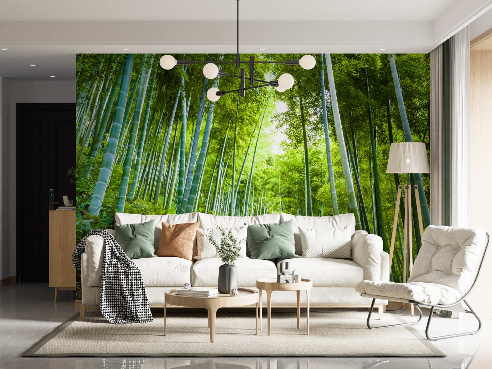 Papier peint belle forêt luxuriante d'émeraude