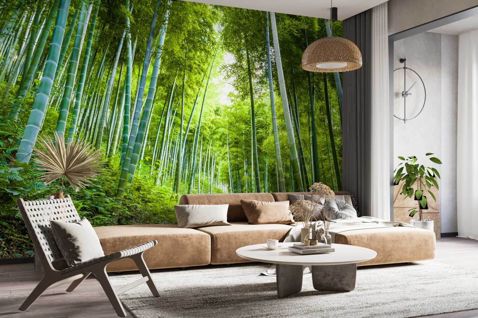 Papier peint belle forêt luxuriante d'émeraude