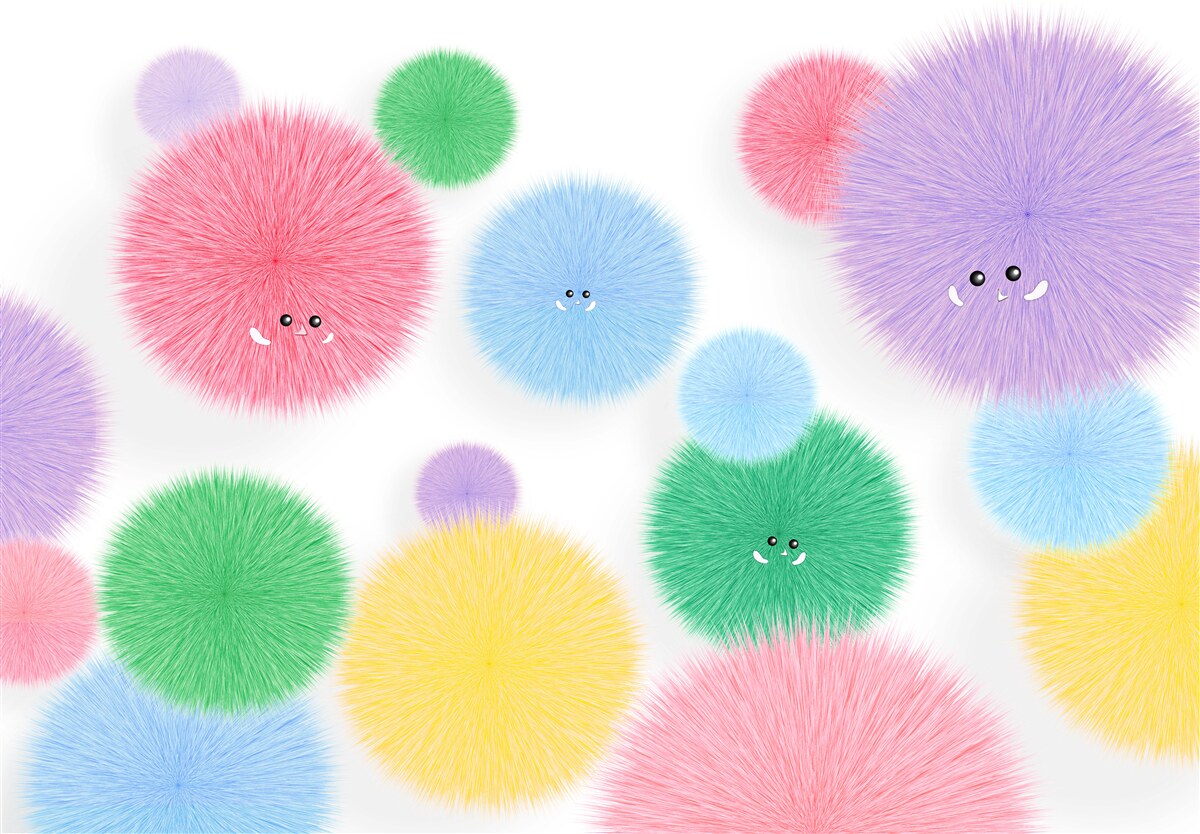 Papier peint des boules avec des visages de différentes couleurs