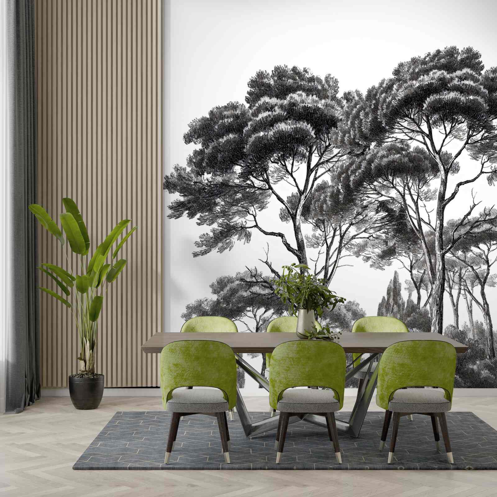 Papier peint pins d'italie