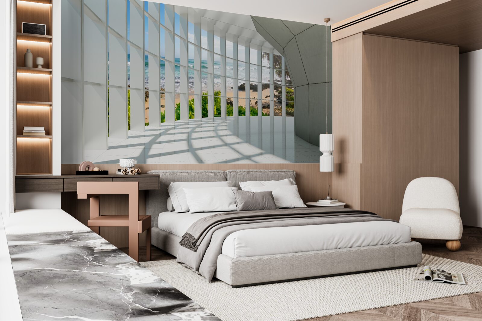 Papier peint couloir spacieux et lumineux