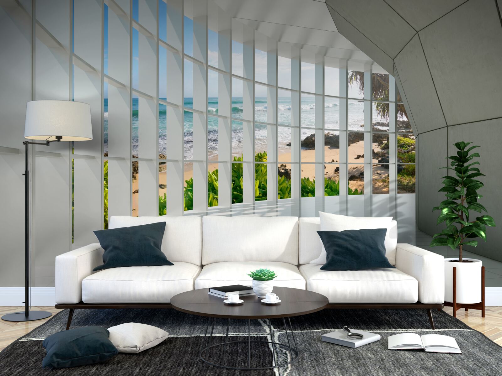 Papier peint couloir spacieux et lumineux